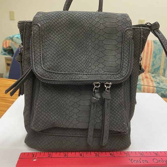 Unknown Handbags - Black Suede Leather like Small Backpack Purse
